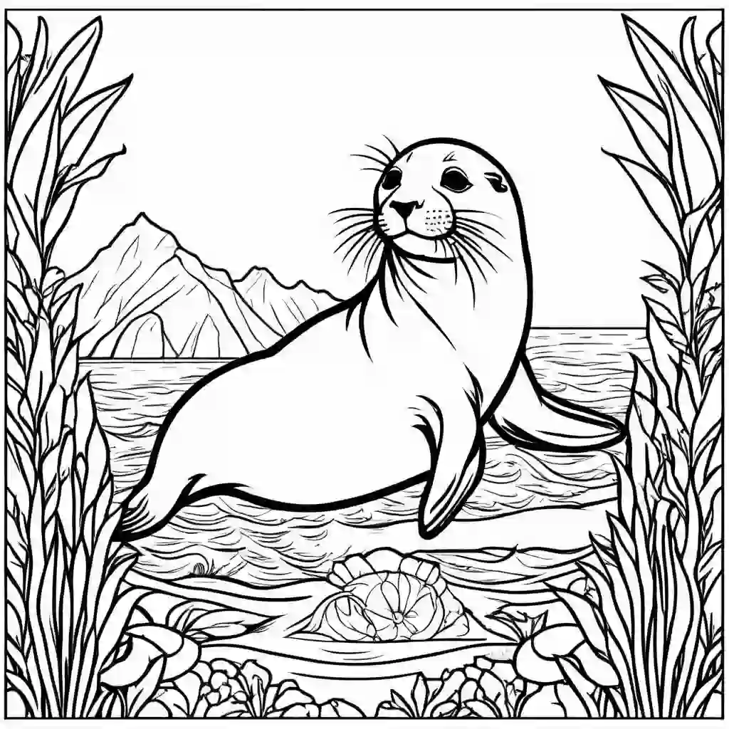 Seals Printable Coloring Book Pages for Kids